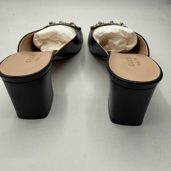 NEW Gucci Womens's Horsebit Leather Mule EU 39/US 9 Sandals Nero Black - Picture 6 of 8
